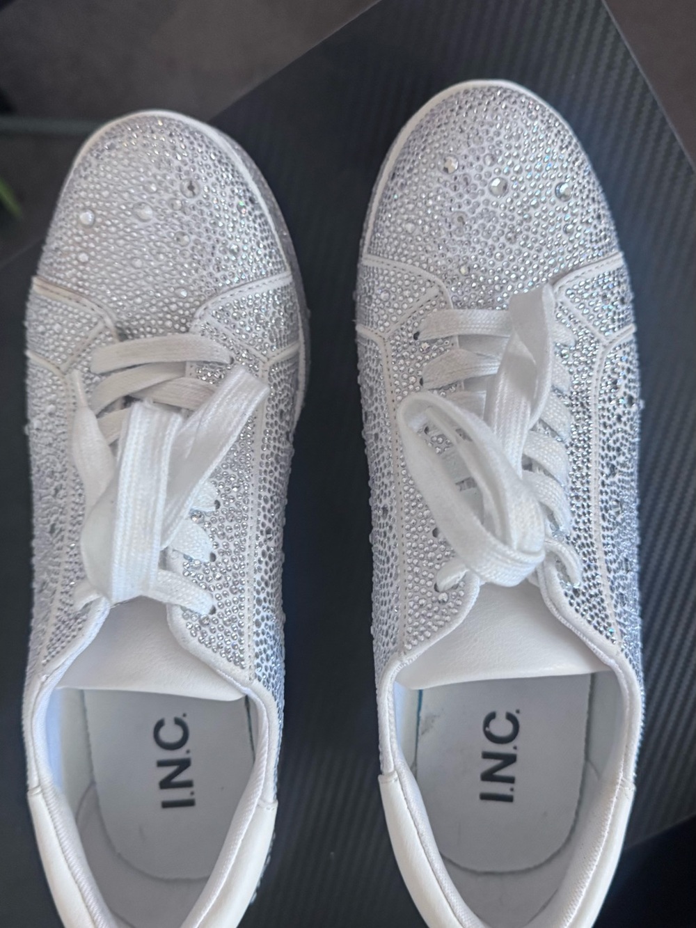 INC International Concepts Silver Crystal-Embellished Platform Sneaker - Picture 5 of 9